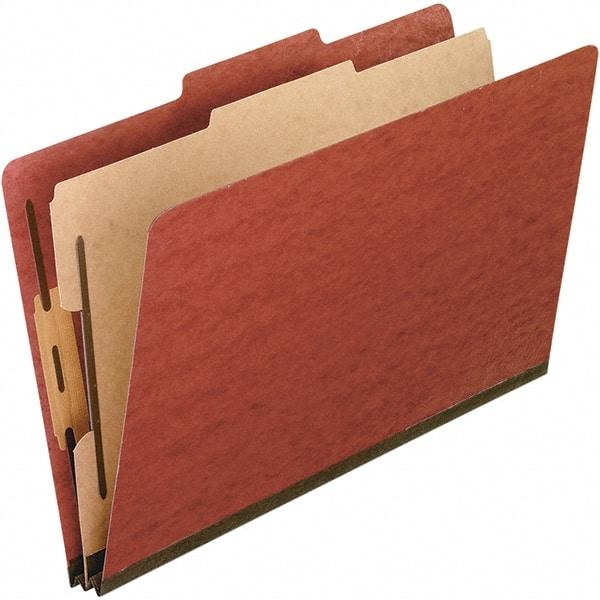 Pendaflex - 8-1/2 x 11", Letter Size, Red, Classification Folders with Top Tab Fastener - 25 Point Stock, Right of Center Tab Cut Location - A1 Tooling