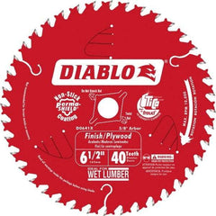 Freud - 6-1/2" Diam, 5/8" Arbor Hole Diam, 40 Tooth Wet & Dry Cut Saw Blade - Carbide-Tipped, Finishing Action, Standard Round Arbor - A1 Tooling