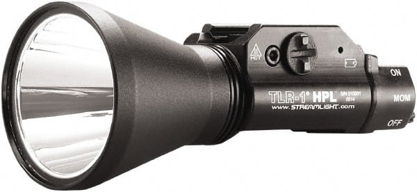 Handheld Flashlight: LED, 1.25 hr Max Run Time, CR123A battery 2 Light Modes, Aluminum, Black