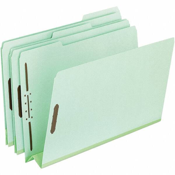 Pendaflex - 8-1/2 x 11", Letter Size, Green, Classification Folders with Top Tab Fastener - 25 Point Stock, Assorted Tab Cut Location - A1 Tooling