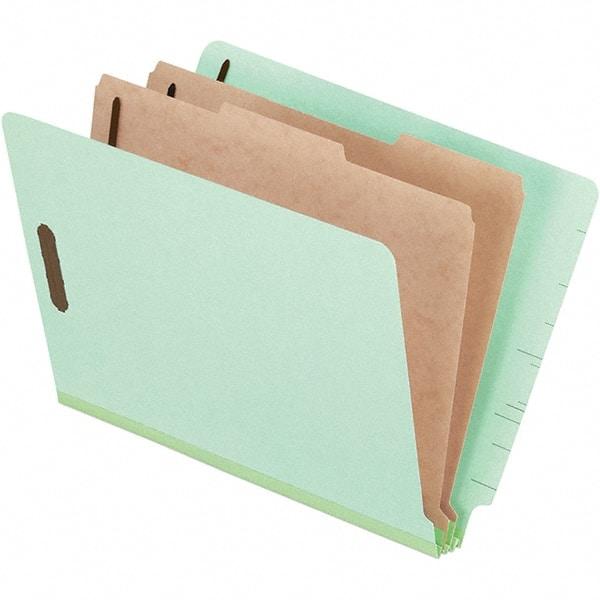 Pendaflex - 8-1/2 x 11", Letter Size, Pale Green, Classification Folders with End Tab Fastener - 25 Point Stock, End Tab Cut Location - A1 Tooling