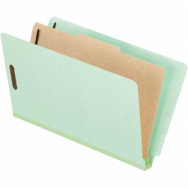 Pendaflex - 8-1/2 x 14", Legal, Pale Green, Classification Folders with End Tab Fastener - 25 Point Stock, End Tab Cut Location - A1 Tooling