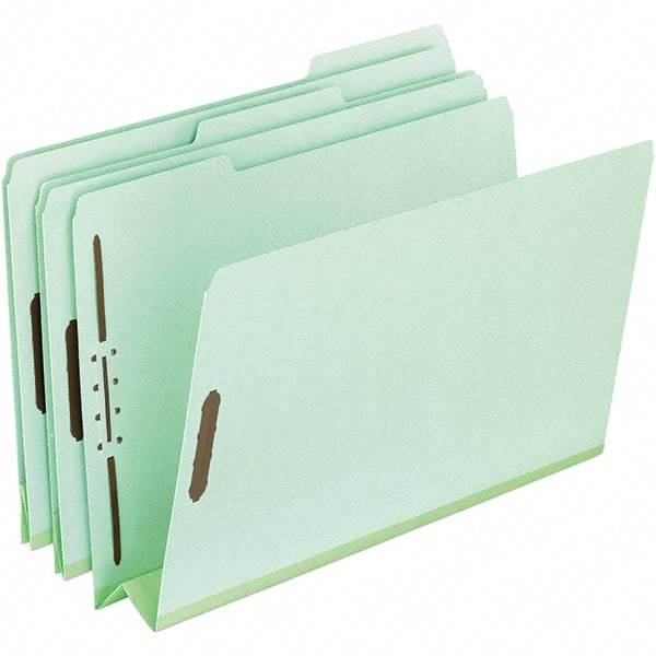 Pendaflex - 8-1/2 x 14", Legal, Green, Classification Folders with Top Tab Fastener - 25 Point Stock, Assorted Tab Cut Location - A1 Tooling