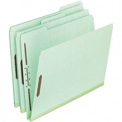 Pendaflex - 8-1/2 x 11", Letter Size, Green, Classification Folders with Top Tab Fastener - 25 Point Stock, Assorted Tab Cut Location - A1 Tooling