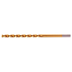 15/32 RHS / RHC HSS-CO 8% (M42) 135 Degree Split Point Q-Cobalt Wide Land Parabolic Taper Length Drill - TiN - Exact Industrial Supply