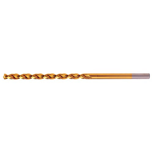 12.50mm RHS / RHC HSS-CO 8% (M42) 135 Degree Split Point Q-Cobalt Wide Land Parabolic Taper Length Drill - TiN - Exact Industrial Supply