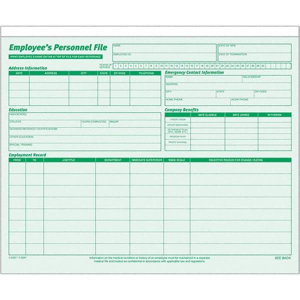 TOPS - 11-3/4 x 9-1/4", Letter Size, Green, File Folders with Top Tab - Straight Tab Cut Location - A1 Tooling