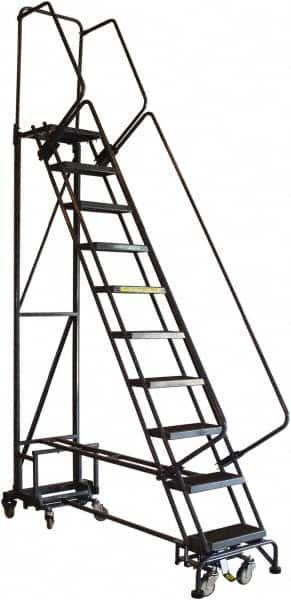 Ballymore - 90" 9 Step Ladder - Rolling Safety Ladder, 450 Lb Capacity, 90" Platform Height, 26" Base Width x 63" Base Depth, Abrasive Mat Tread - A1 Tooling