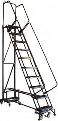 Ballymore - 90" 9 Step Ladder - Rolling Safety Ladder, 450 Lb Capacity, 90" Platform Height, 26" Base Width x 63" Base Depth, Abrasive Mat Tread - A1 Tooling