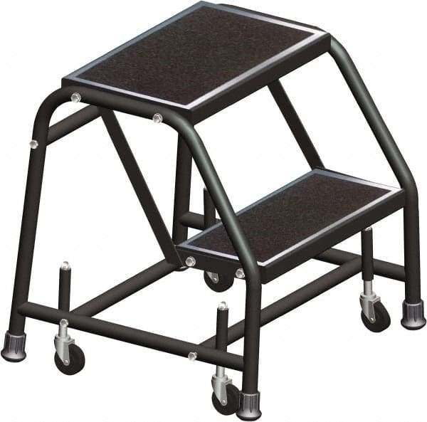 Ballymore - 19" 2 Step Ladder - Rolling Safety Ladder, 450 Lb Capacity, 19" Platform Height, 30" Base Width x 19" Base Depth, Perforated Tread - A1 Tooling