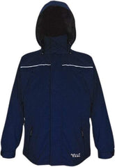 Viking - Size XL, Navy, Waterproof, Wind Resistant Jacket - 47" Chest, 5 Pockets, Detachable, Packable Hood, Hook & Loop Wrist - A1 Tooling