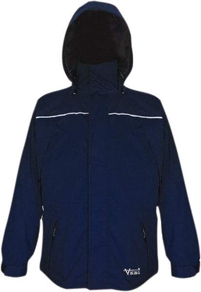 Viking - Size 3XL, Navy, Waterproof, Wind Resistant Jacket - 55" Chest, 5 Pockets, Detachable, Packable Hood, Hook & Loop Wrist - A1 Tooling