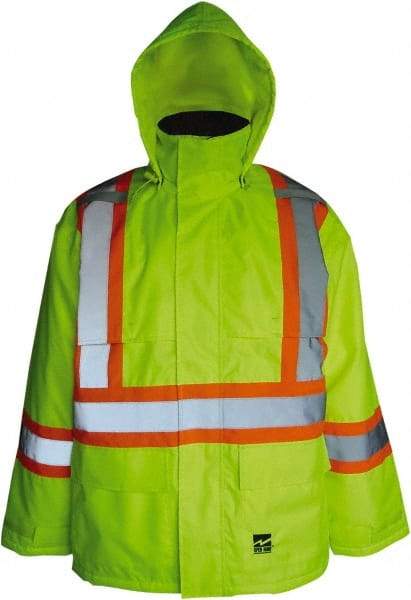 Viking - Size 2XL, High Visibility Lime, Cold Weather, Jacket - 51" Chest, 2 Pockets, Detachable Hood, Hook & Loop Wrist - A1 Tooling