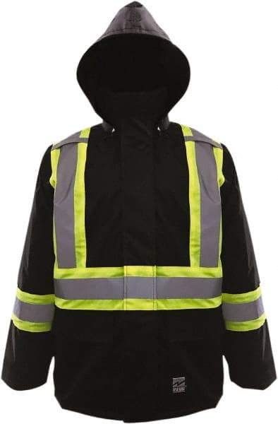 Viking - Size 3XL High Visibility & Water Resistant Jacket - Black, Polyester & Polyurethane, Zipper, Hook & Loop Closure, 55" Chest - A1 Tooling