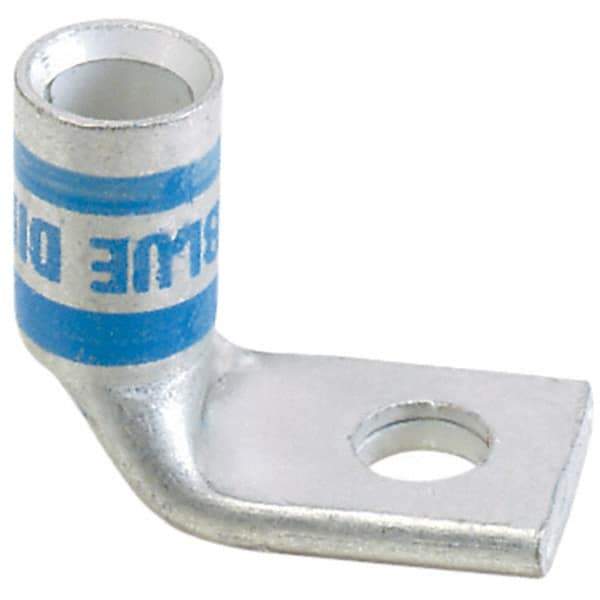 Panduit - 6 AWG Noninsulated Compression Connection Right Angle Ring Terminal - 1/4" Stud, 1.03" OAL x 0.48" Wide, Tin Plated Copper Contact - A1 Tooling