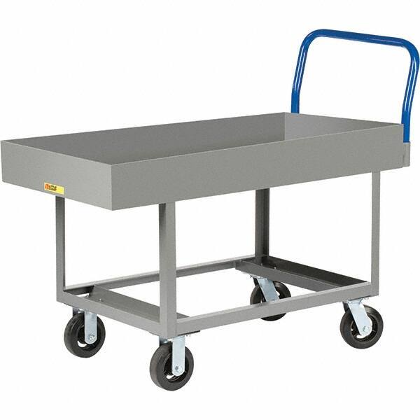 Little Giant - 2,000 Lb Capacity Steel Platform Truck - Steel Deck, 30" OAW, 49-1/2" Platform Length, Mold On Rubber Casters - A1 Tooling