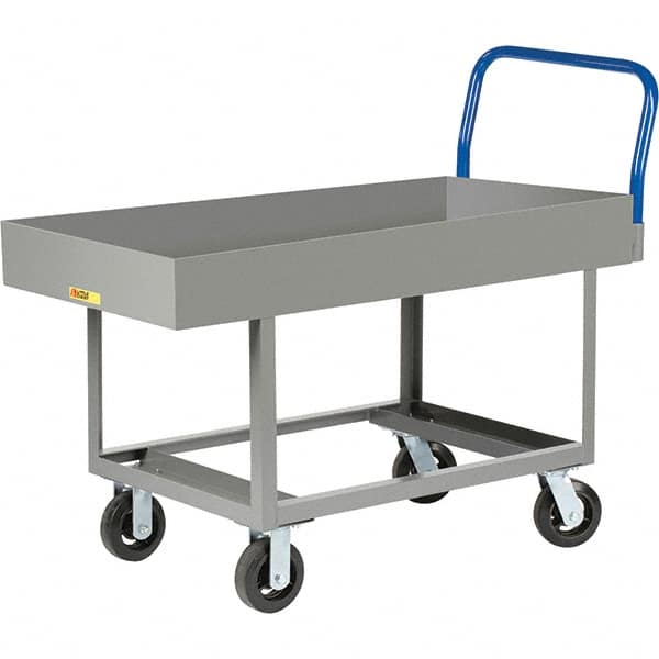 Little Giant - 2,000 Lb Capacity Steel Platform Truck - Steel Deck, 24" OAW, 61-1/2" Platform Length, Mold On Rubber Casters - A1 Tooling