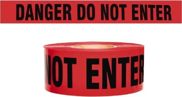 NMC - 135' Long x 3" Wide Roll, 100% Cotton, Red Barricade Tape - Message: Caution - Do Not Enter - A1 Tooling