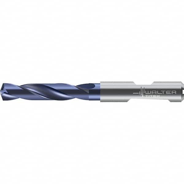 Walter-Titex - 6.5mm 140° Solid Carbide Screw Machine Drill Bit - Right Hand Cut, 34mm Flute Length, 79mm OAL, Straight Shank with Weldon Flat, Through Coolant - A1 Tooling