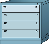 Table-Standard Cabinet - 4 Drawers - 30 x 28-1/4 x 30-1/8" - Single Drawer Access - A1 Tooling