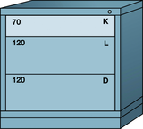 Table-Standard Cabinet - 3 Drawers - 30 x 28-1/4 x 30-1/8" - Multiple Drawer Access - A1 Tooling