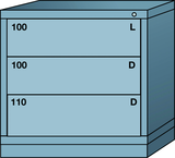 Table-Standard Cabinet - 3 Drawers - 30 x 28-1/4 x 30-1/8" - Single Drawer Access - A1 Tooling