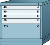 Table-Standard Cabinet - 5 Drawers - 30 x 28-1/4 x 30-1/8" - Multiple Drawer Access - A1 Tooling