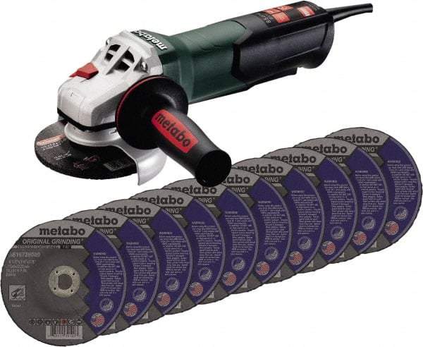 Metabo - 4-1/2" Wheel Diam, 10,500 RPM, Corded Angle & Disc Grinder - 5/8-11 Spindle, 120 Volts, 8.5 Amps - A1 Tooling