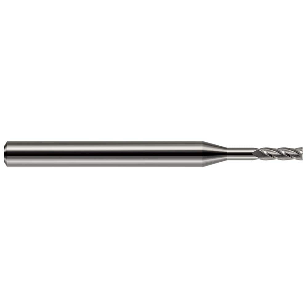 Square End Mill: 0.1'' Dia, 19/64'' LOC, 1/8'' Shank Dia, 1-1/2'' OAL, 2 Flutes, Solid Carbide Single End, Uncoated, 30 ° Helix, Centercutting, RH Cut, RH Flute