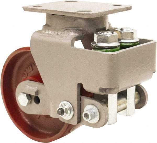 Hamilton - 6" Diam x 2" Wide, Cast Iron Swivel Caster - 1,645 Lb Capacity, Top Plate Mount, 4" x 5" Plate, Sealed Precision Ball Bearing Bearing - A1 Tooling