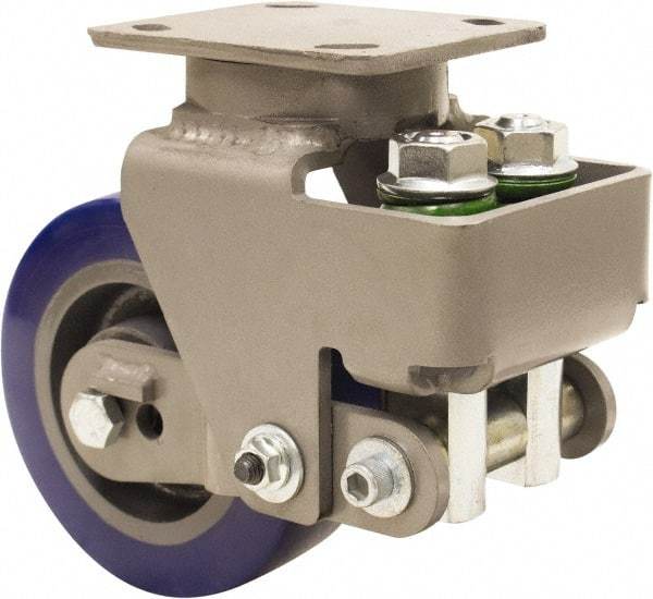 Hamilton - 6" Diam x 2" Wide, Polyurethane Mold on to Cast Iron Center Swivel Caster - 1,300 Lb Capacity, Top Plate Mount, 4" x 5" Plate, Sealed Precision Ball Bearing Bearing - A1 Tooling