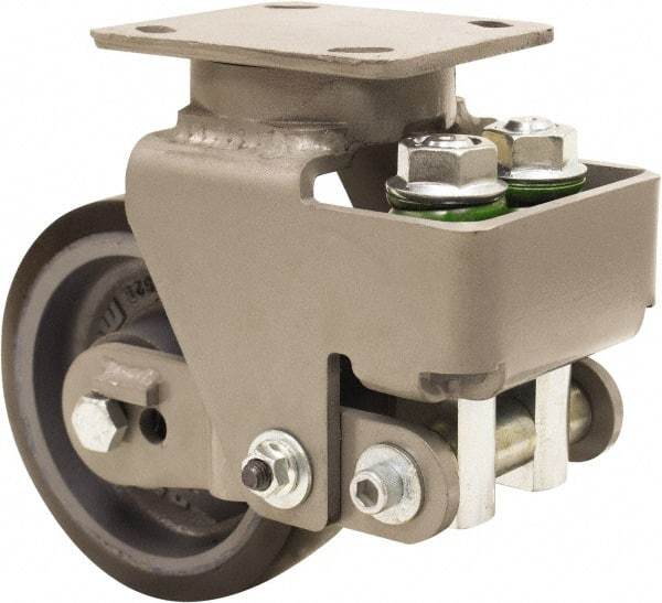 Hamilton - 6" Diam x 2" Wide, Polyurethane Mold on to Cast Iron Center Swivel Caster - 1,560 Lb Capacity, Top Plate Mount, 4" x 5" Plate, Sealed Precision Ball Bearing Bearing - A1 Tooling