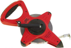 CST/berger - 100' x 1/2" White Fiberglass Blade Tape Measure - 1/8" Graduation, Red/Black Steel Case - A1 Tooling