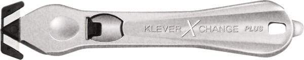 Klever Innovations - Recessed/Hook Blade Safety Cutter - 1-3/8" Carbon Steel Blade, Silver Magnesium Handle, 1 Blade Included - A1 Tooling