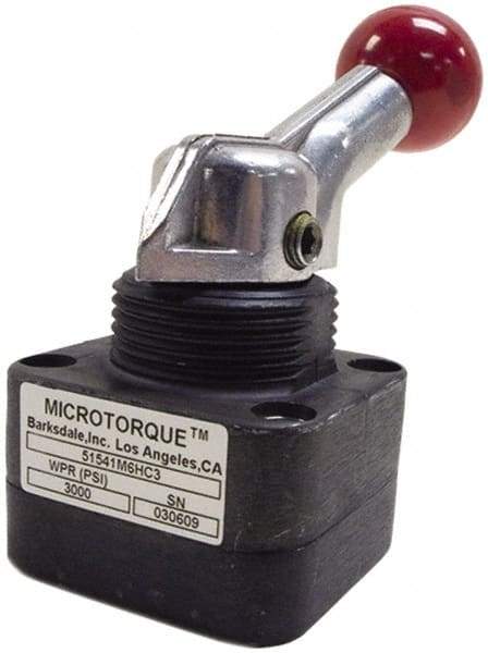 Barksdale - 2.8 GPM 0.17 Inlet Anodized Aluminum Hydraulic Control Valve - 0.17 Thread, 6,000 psi, 3" High x 2.03" Wide x 4.11" Long, 0.4 CV Rate - A1 Tooling