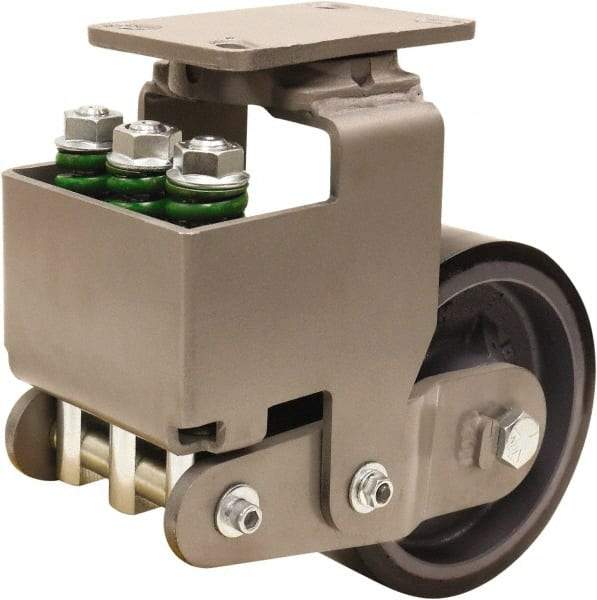 Hamilton - 6" Diam x 3" Wide, Polyurethane Mold on to Cast Iron Center Swivel Caster - 3,145 Lb Capacity, Top Plate Mount, 4-1/2" x 6-1/2" Plate, Sealed Precision Ball Bearing Bearing - A1 Tooling