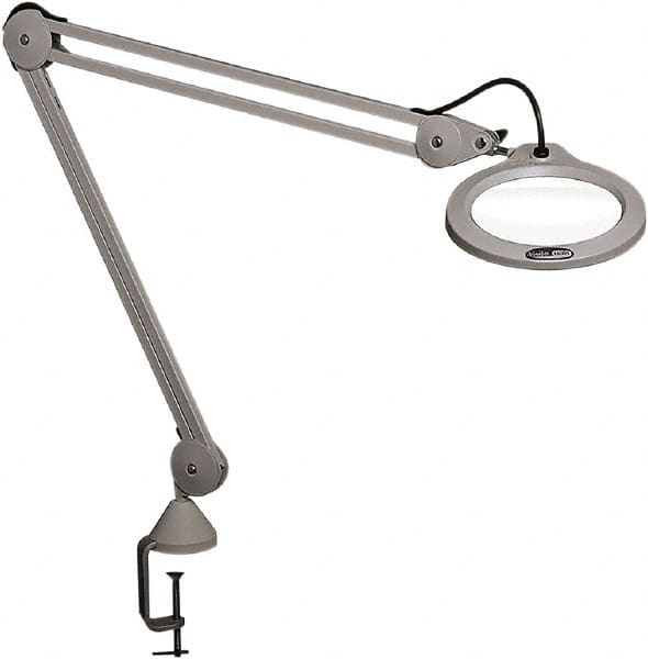 Vision Engineering - 30" Arm, Spring Suspension, Clamp Mount, LED, Light Gray, Magnifying Task Light - 10 Watts, 100-240 Volts, 2.25x Magnification, 5" Wide x 8" Long - A1 Tooling