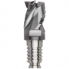 Kennametal - 3/4" Diam, 9/16" LOC, 3 Flute, 0.015" Corner Radius End Mill Head - Solid Carbide, AlTiN Finish, Duo-Lock 20 Connection, Spiral Flute, 35° Helix, Centercutting - A1 Tooling