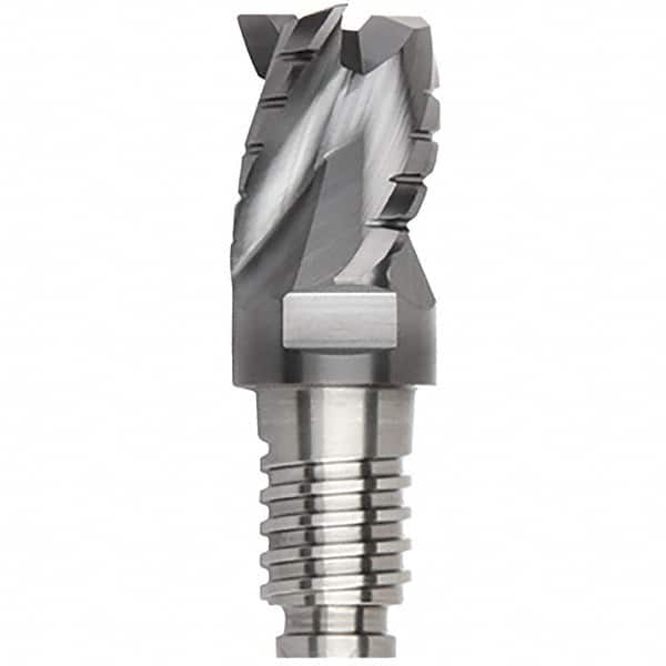 Kennametal - 5/8" Diam, 15/32" LOC, 3 Flute, 0.015" Corner Radius End Mill Head - Solid Carbide, AlTiN Finish, Duo-Lock 16 Connection, Spiral Flute, 35° Helix, Centercutting - A1 Tooling