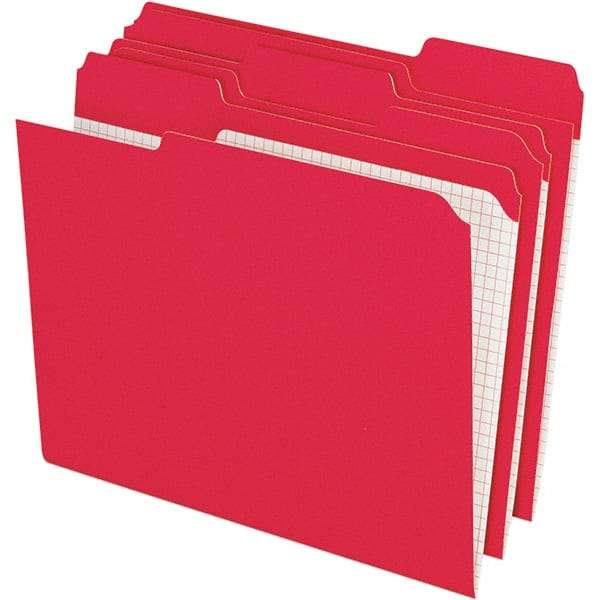 Pendaflex - 11-5/8 x 9-1/2", Letter Size, Red, File Folders with Top Tab - 11 Point Stock, Assorted Tab Cut Location - A1 Tooling