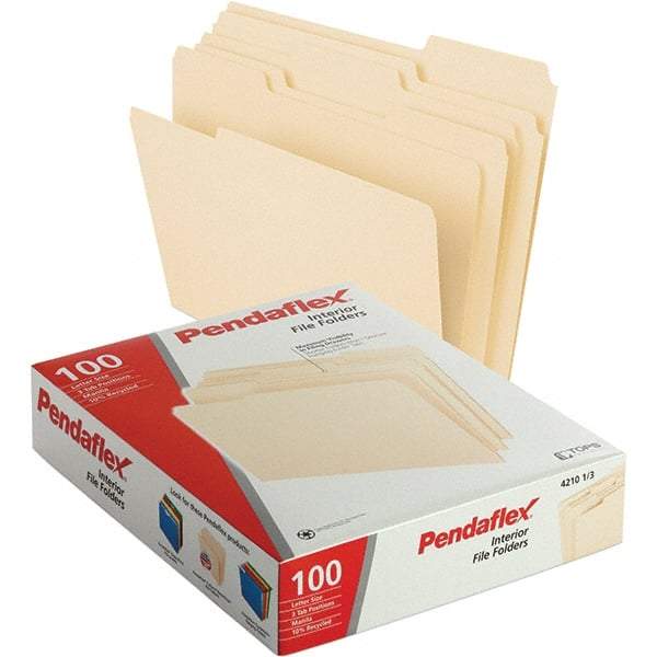 Pendaflex - 11-5/8 x 9-1/2", Letter Size, Manila, File Folders with Top Tab - 11 Point Stock, Assorted Tab Cut Location - A1 Tooling