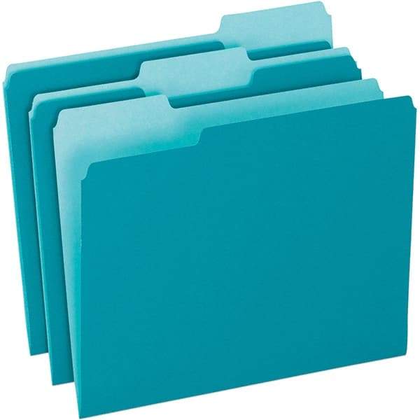 Pendaflex - 11-5/8 x 9-1/2", Letter Size, Teal, File Folders with Top Tab - 11 Point Stock, Assorted Tab Cut Location - A1 Tooling