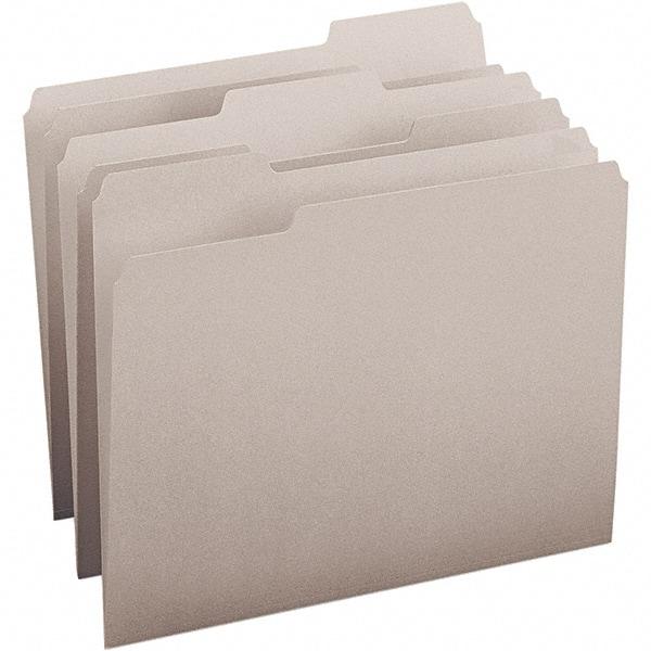 SMEAD - 11-5/8 x 9-1/2", Letter Size, Gray, File Folders with Top Tab - 11 Point Stock, Assorted Tab Cut Location - A1 Tooling