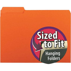 SMEAD - 11-5/8 x 9-3/16", Letter Size, Orange, File Folders with Top Tab - 11 Point Stock, Assorted Tab Cut Location - A1 Tooling