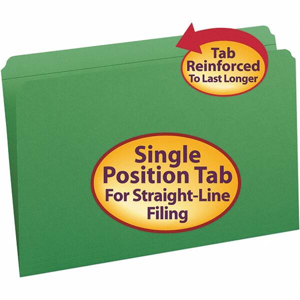 SMEAD - 14-3/4 x 9-1/2", Legal, Green, File Folders with Top Tab - 11 Point Stock, Straight Tab Cut Location - A1 Tooling