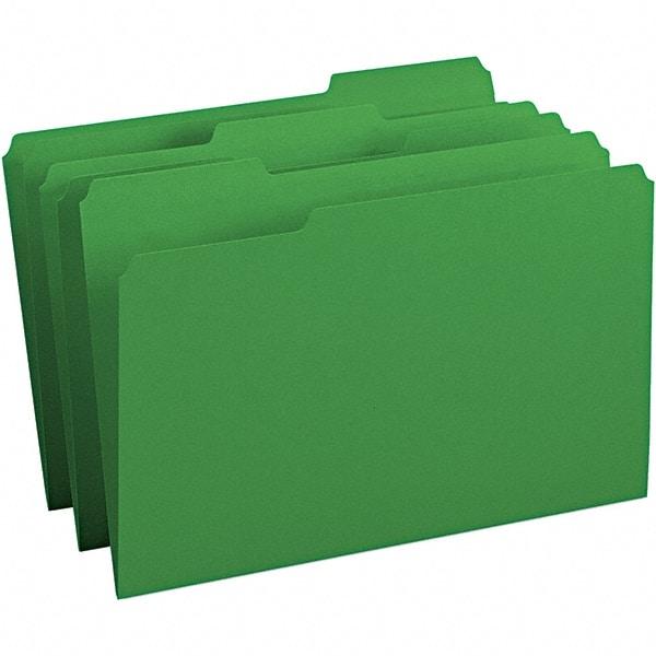 SMEAD - 14-3/4 x 9-1/2", Legal, Green, File Folders with Top Tab - 11 Point Stock, Assorted Tab Cut Location - A1 Tooling