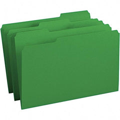 SMEAD - 14-3/4 x 9-1/2", Legal, Green, File Folders with Top Tab - 11 Point Stock, Assorted Tab Cut Location - A1 Tooling