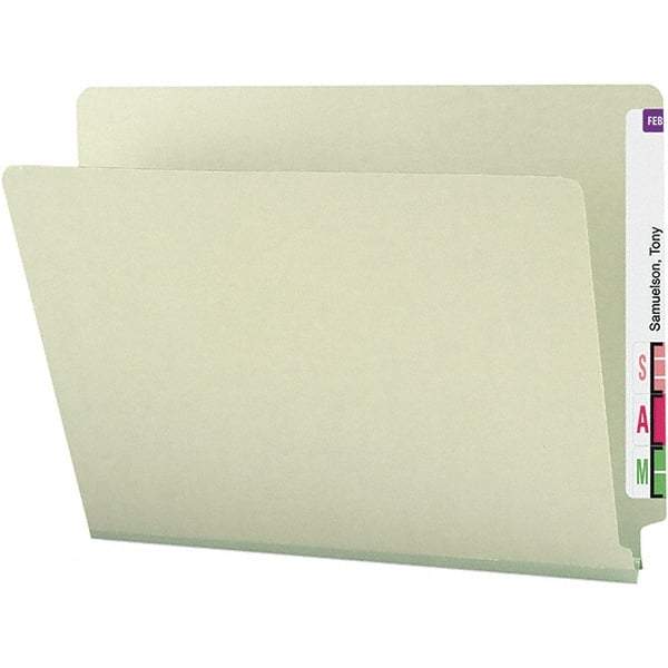 SMEAD - 12-1/4 x 9-1/2", Letter Size, Gray-Green, File Folders with End Tab - 25 Point Stock, Straight Tab Cut Location - A1 Tooling