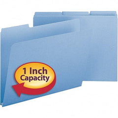 SMEAD - 11-3/4 x 9-1/2", Letter Size, Blue, File Folders with Top Tab - 23 Point Stock, Assorted Tab Cut Location - A1 Tooling