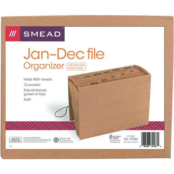 SMEAD - 12 x 10", Letter Size, Kraft, Expansion Folders - Assorted Tab Cut Location - A1 Tooling